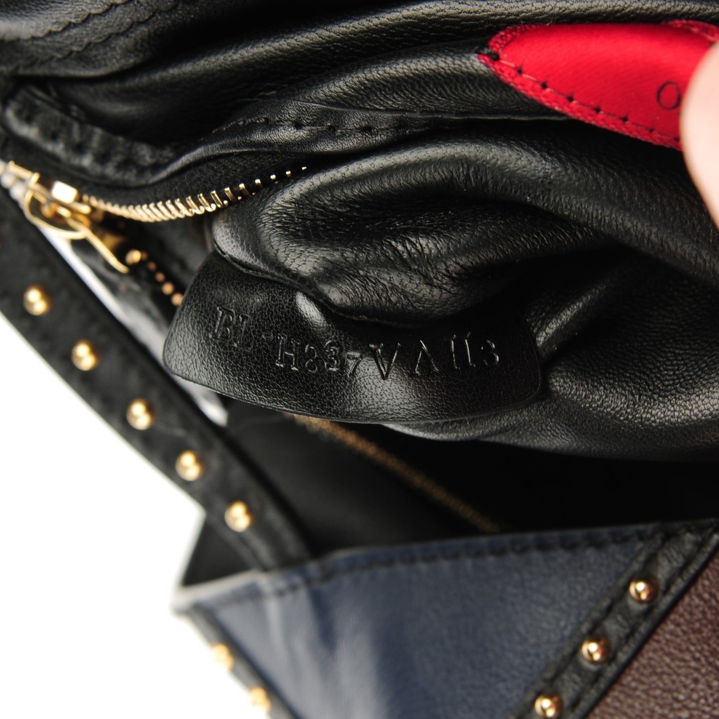 Calfskin Studded Colorblock Patchwork Tote