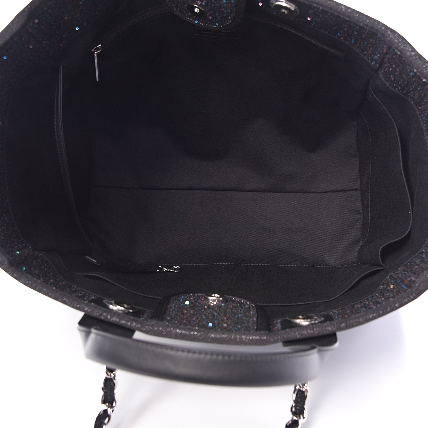 Viscose Sequins Medium Deauville Tote Black