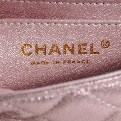 Chanel Metallic Goatskin Quilted Mini Flap Pink 7 of 8