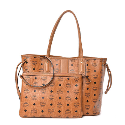 MCM Visetos Medium Liz Reversible Shopper Tote Cognac 1 of 18