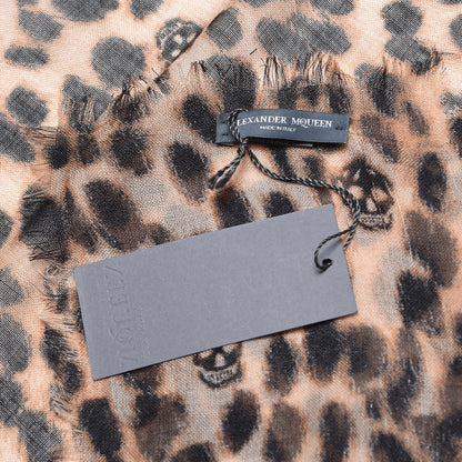Alexander McQueen Cashmere Silk Leopard Skull Scarf Brown 4 of 4