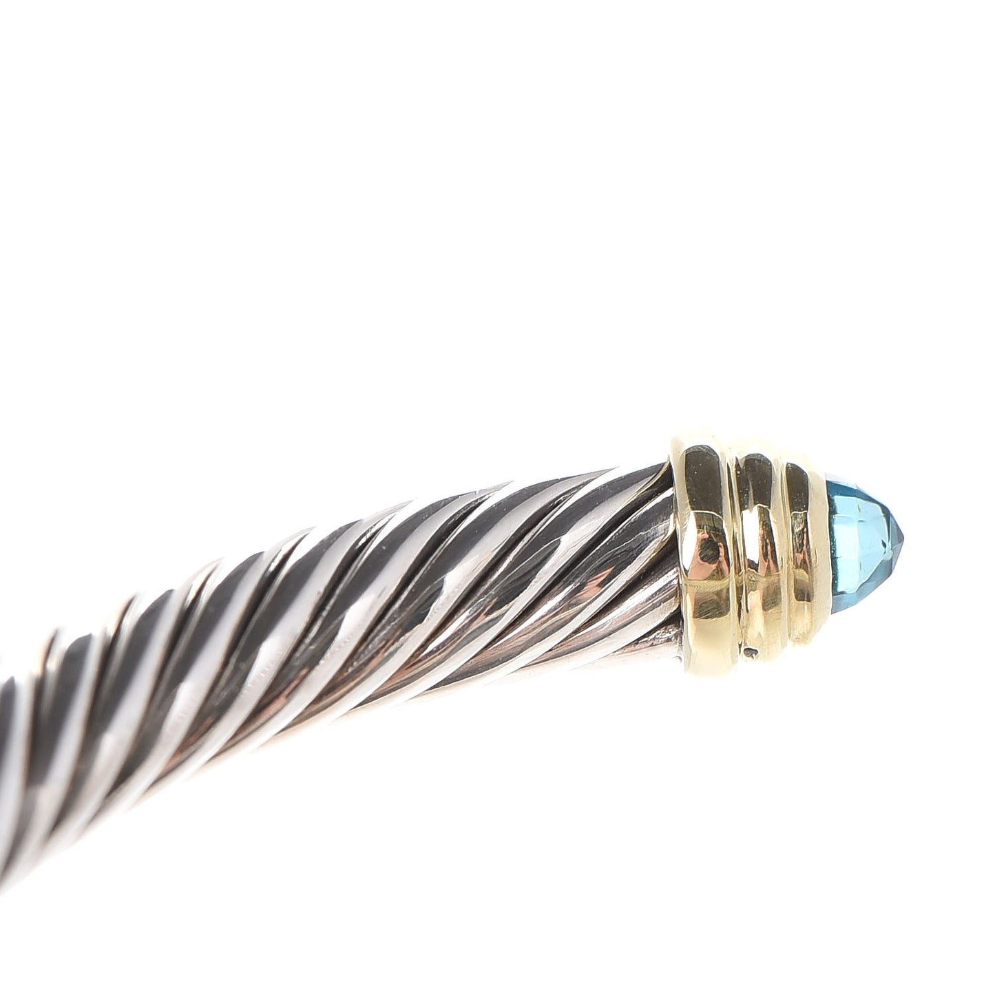 Sterling Silver 14K Yellow Gold Blue Topaz 5mm Cable Classics Petite Color Bracelet