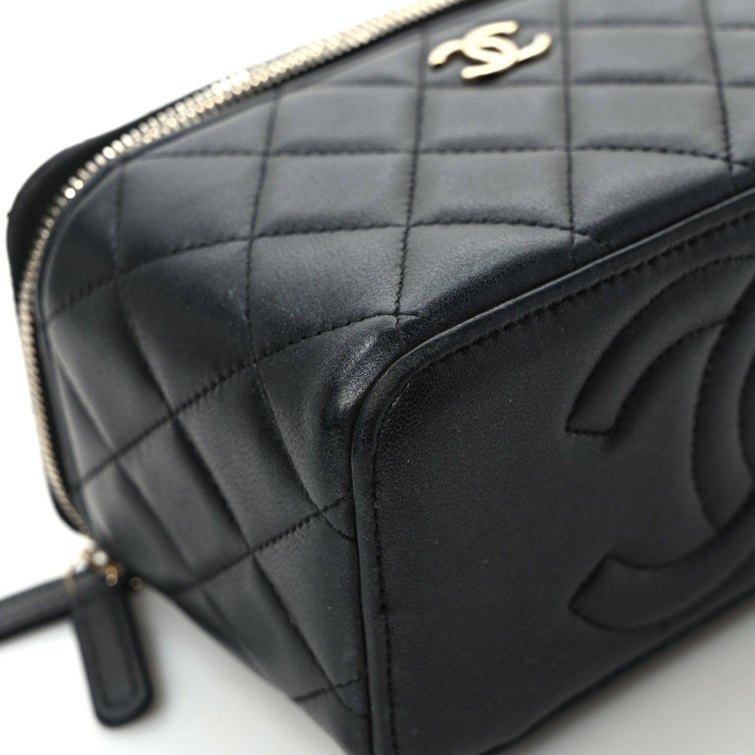 Chanel Lambskin Quilted Small Top Handle Vanity Case With Chain Black 10 of 12
