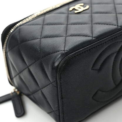 Chanel Lambskin Quilted Small Top Handle Vanity Case With Chain Black 10 of 12