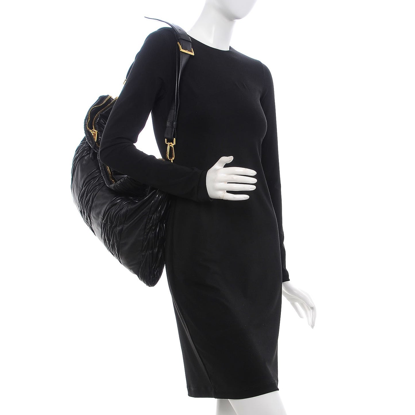 Nappa Matelasse Patchwork Shoulder Bag Black