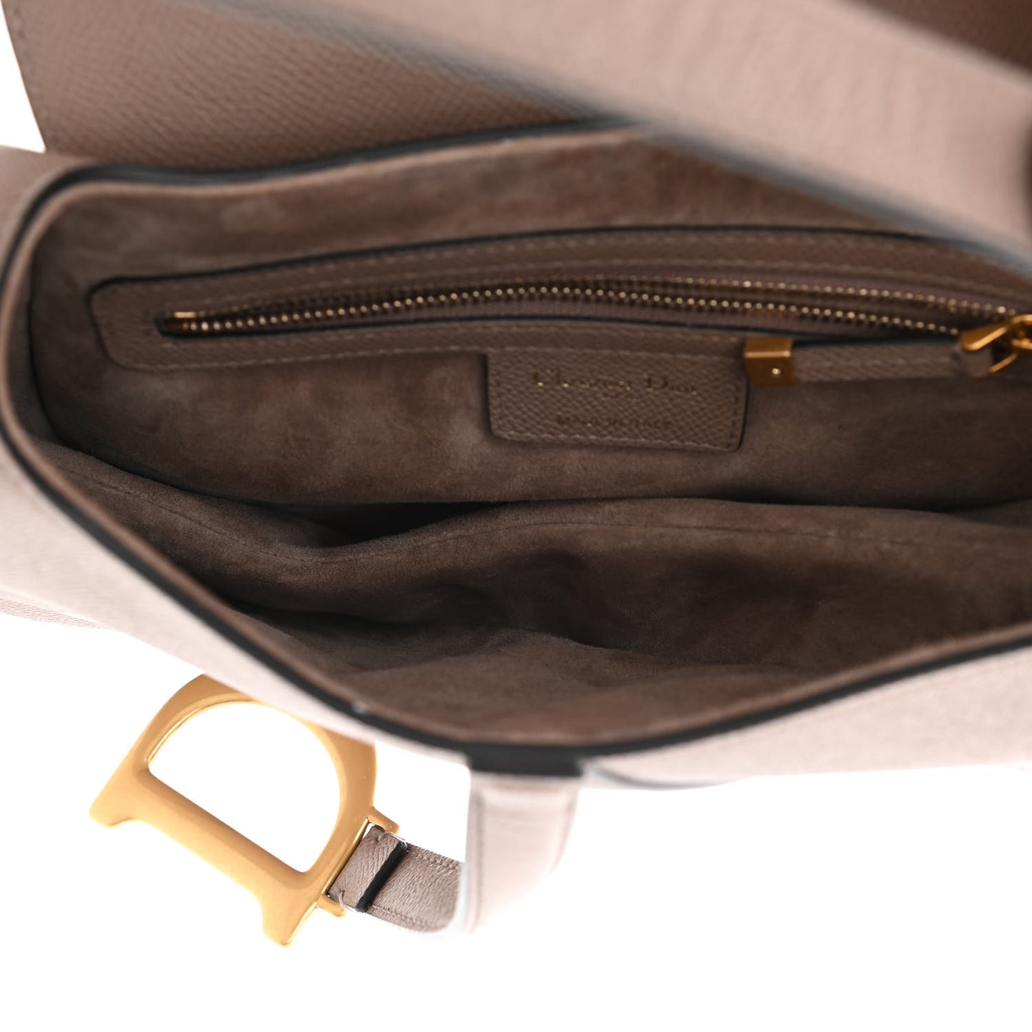 Grained Calfskin Saddle Bag Warm Taupe