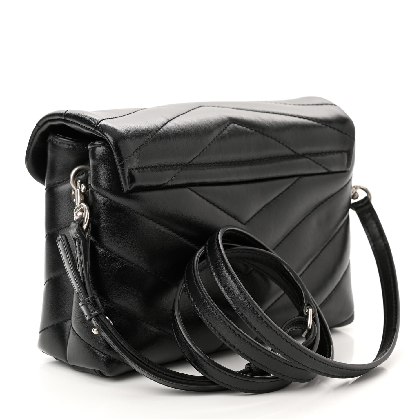 Calfskin Y Quilted Monogram Toy Loulou Crossbody Bag Black