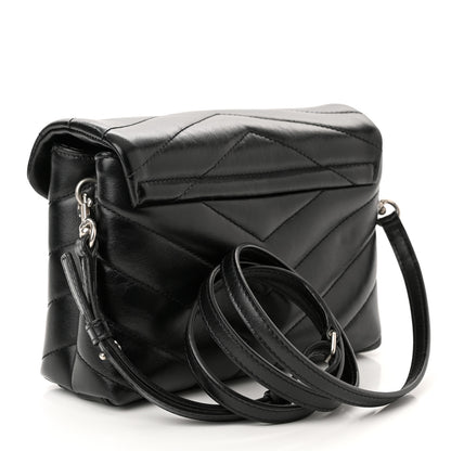 Saint Laurent Calfskin Y Quilted Monogram Toy Loulou Crossbody Bag Black 3 of 12