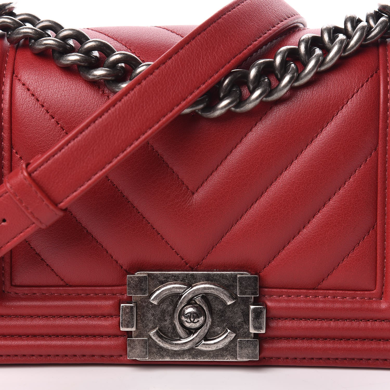 Chanel Calfskin Chevron Quilted Small Boy Flap Red 10 of 13