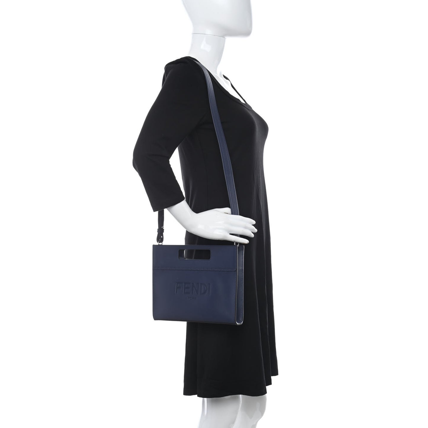 Vitello King Logo Embossed Mini East West Shopper Blueberry