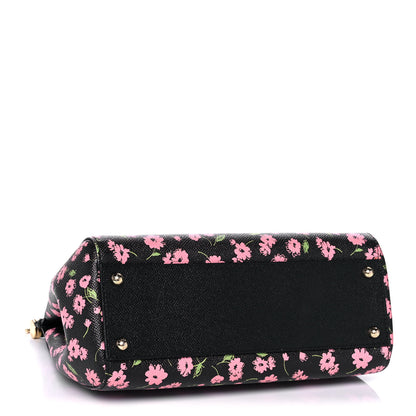 Dolce & Gabbana Dauphine Flower Print Medium Miss Sicily Satchel Black 4 of 20