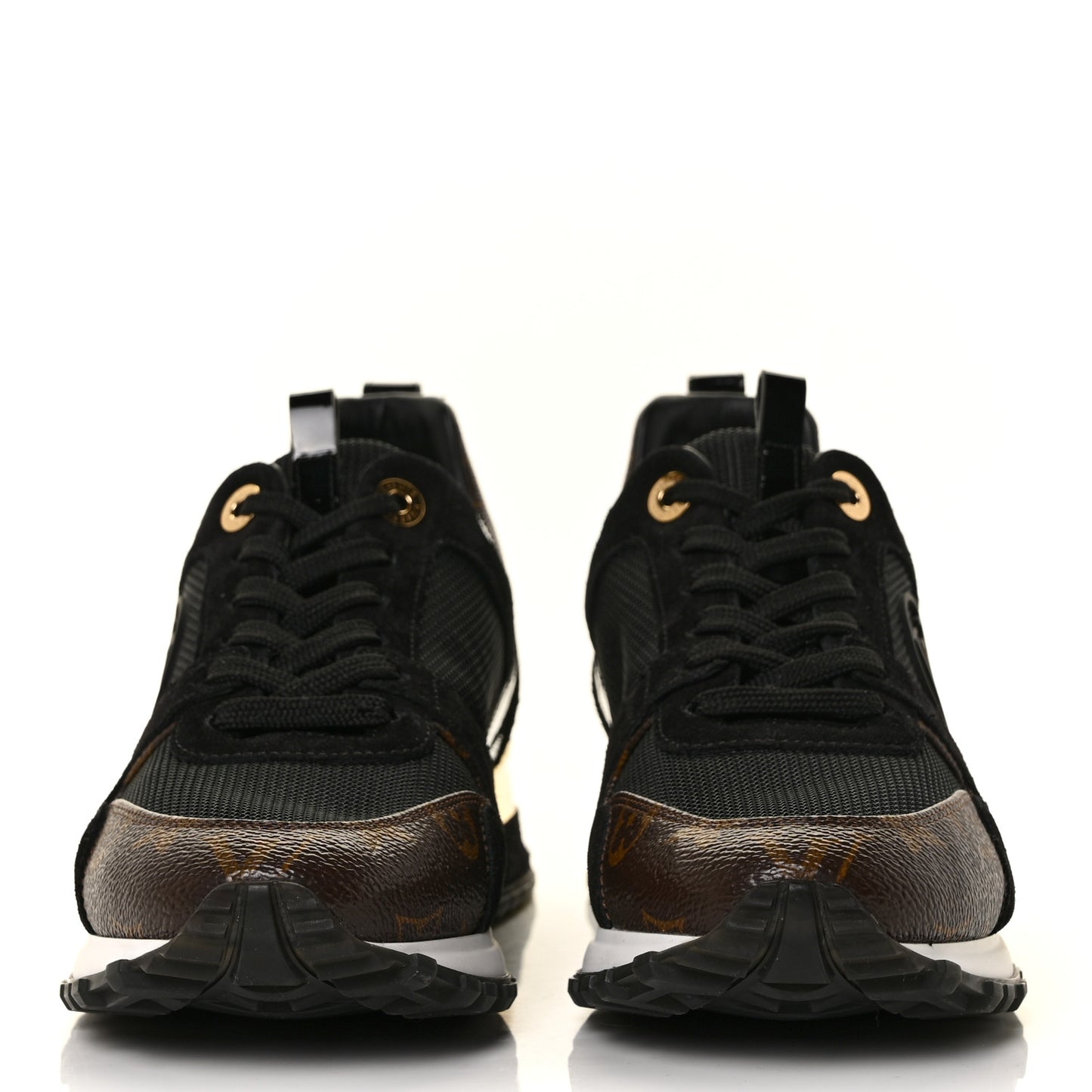 Suede Monogram Run Away Sneakers 37.5 Black