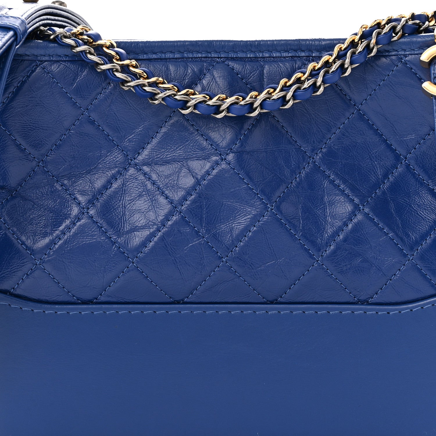Chanel Aged Smooth Calfskin Quilted Medium Gabrielle Logo Hobo Blue 8 of 12