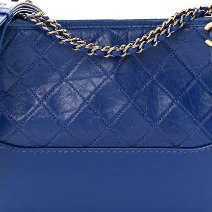 Chanel Aged Smooth Calfskin Quilted Medium Gabrielle Logo Hobo Blue 8 of 12