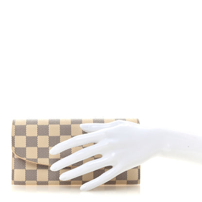 Louis Vuitton Damier Azur Emilie Wallet Rose Ballerine 2 of 10