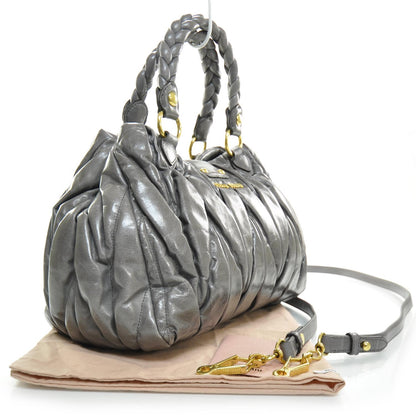 Miu Miu Leather Matelasse Lux Bauletto Aperto Grey 2 of 11