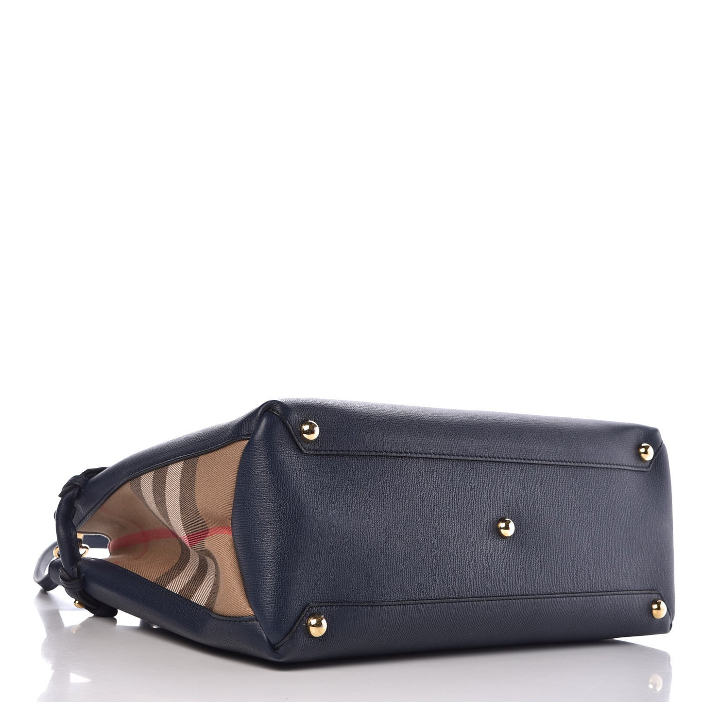 Grainy Calfskin House Check Large Banner Tote Midnight Blue