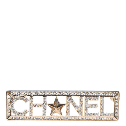 Chanel Baguette Crystal Star Logo Brooch Gold 1 of 5