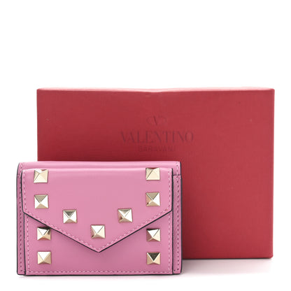 Valentino Garavani Calfskin Small Tri-Fold Rockstud Wallet Pink 7 of 7