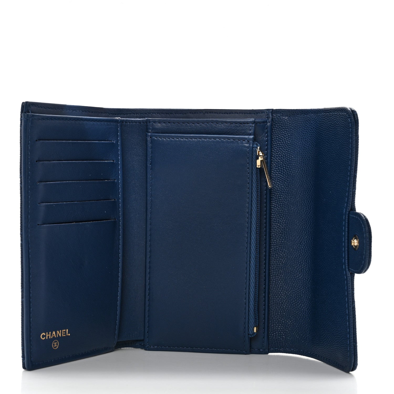 Chanel Caviar Quilted Medium Flap Wallet Dark Blue 4 of 12