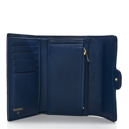 Chanel Caviar Quilted Medium Flap Wallet Dark Blue 4 of 12