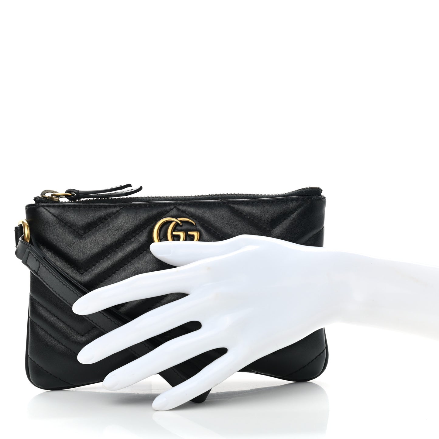 Calfskin Matelasse GG Marmont Wrist Wallet Black