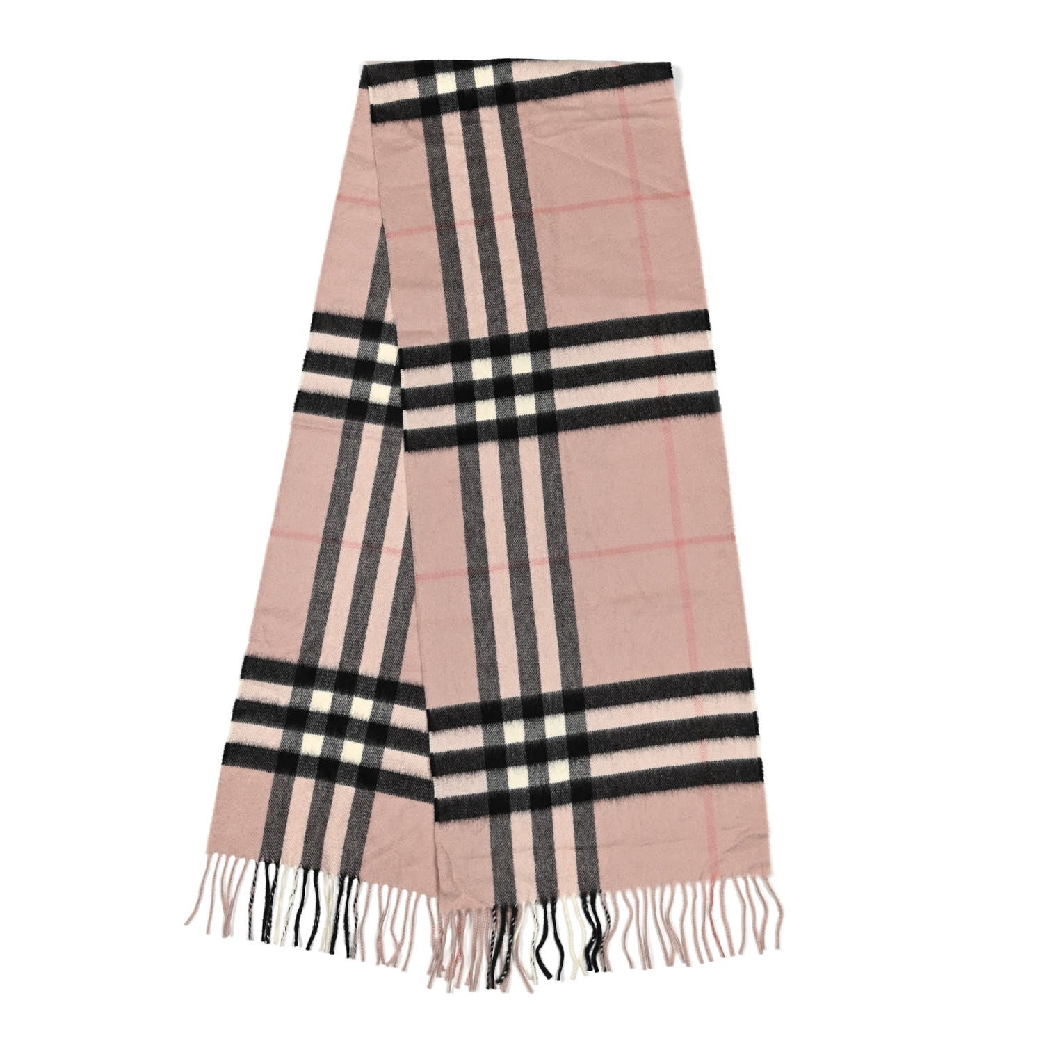 Burberry Cashmere Giant Icon Check Fringe Scarf Ash Rose 2 of 5