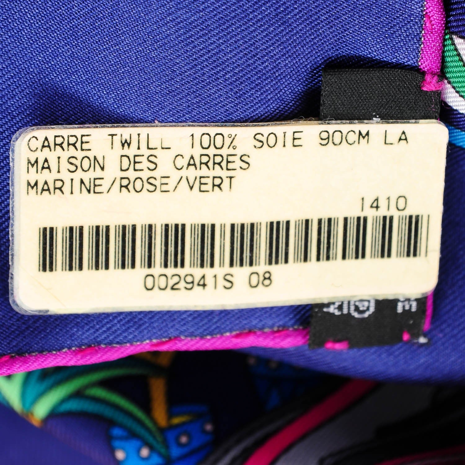 Hermes Silk La Maizeon Des Carres 90 Scarf Bleu Azur Marine Rose Indien 8 of 8