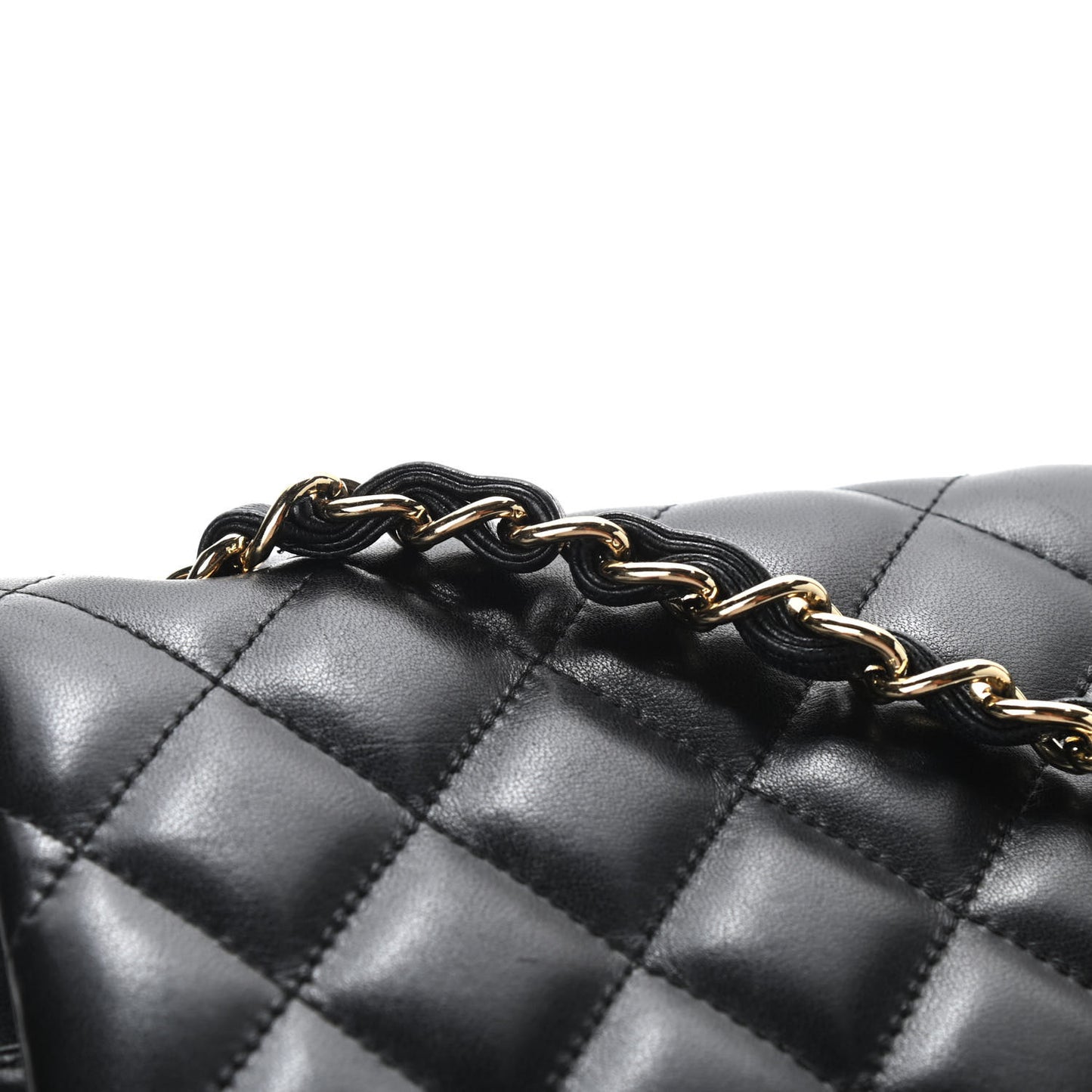 Lambskin Quilted Jumbo Double Flap Black