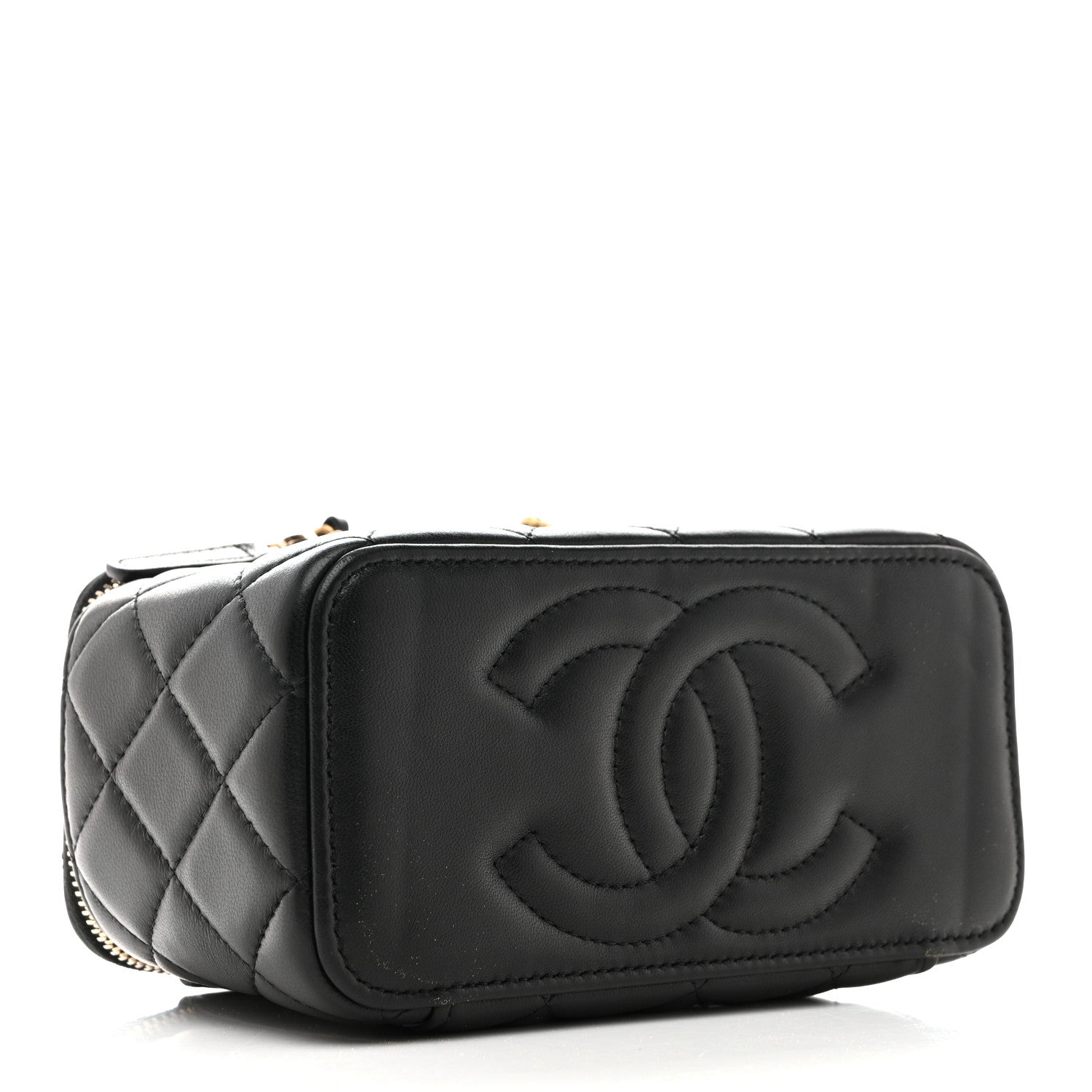 Chanel Lambskin Quilted Pearl Crush Small Vanity Case With Chain Black 4 of 13