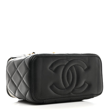 Chanel Lambskin Quilted Pearl Crush Small Vanity Case With Chain Black 4 of 13