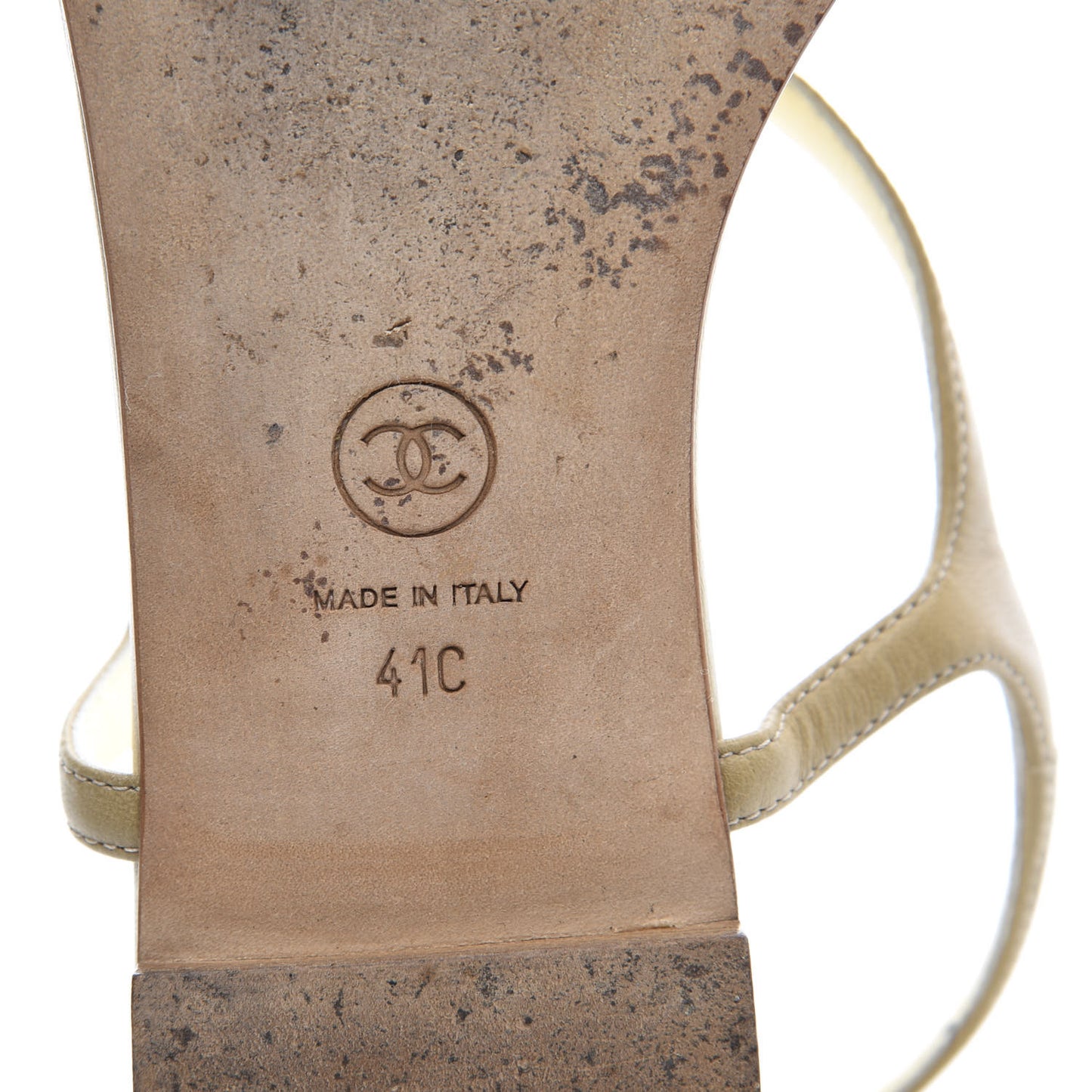 Lambskin Camellia Thong Sandals 41 Beige