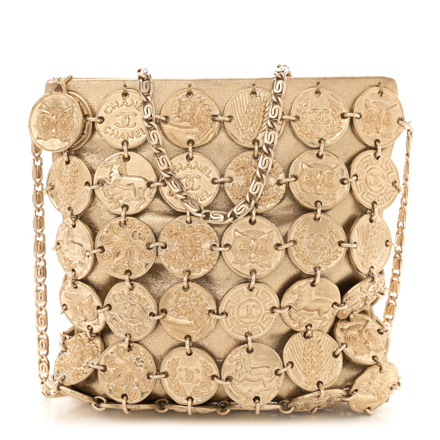Metallic Calfskin Medallion Shoulder Bag Gold