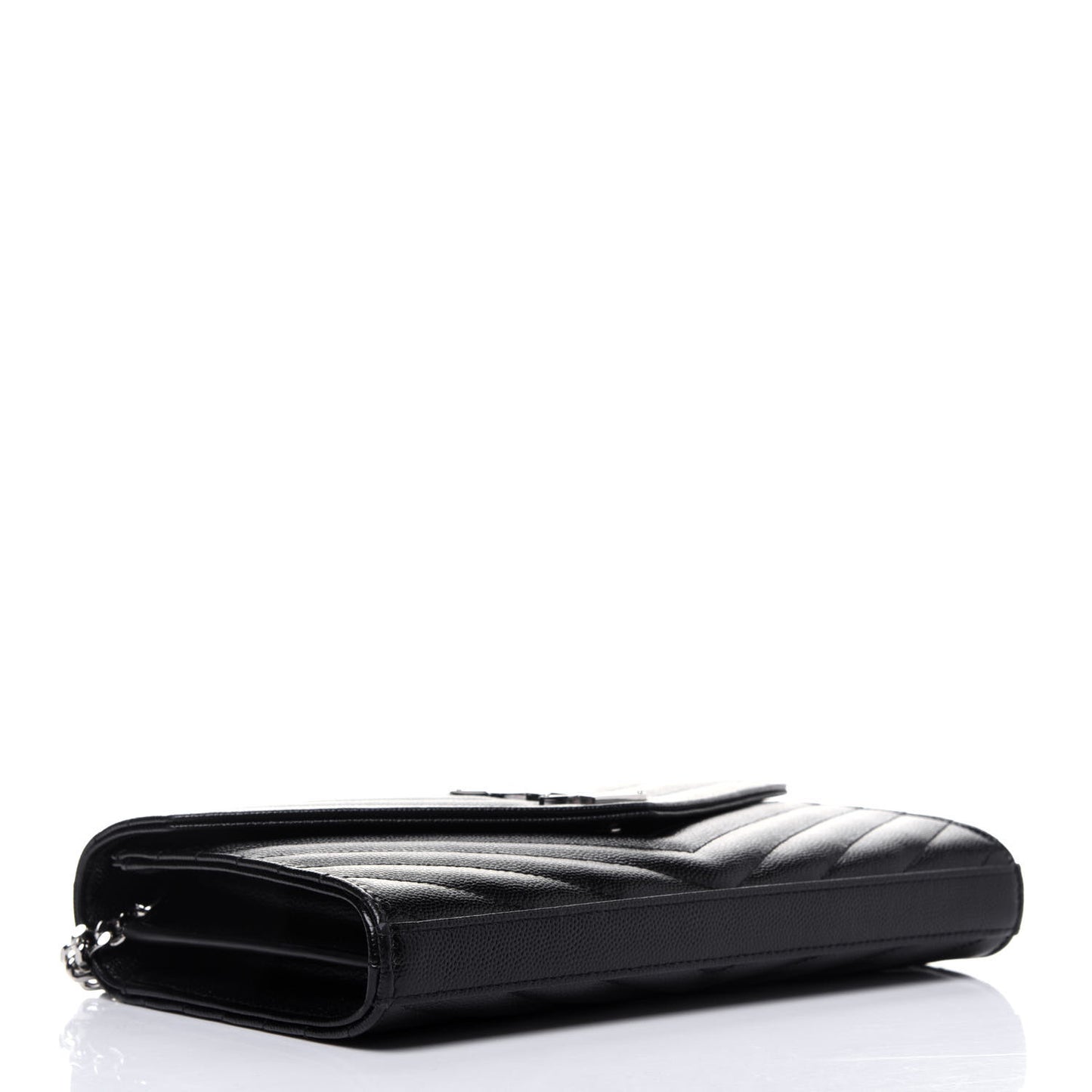 Grain De Poudre Matelasse Chevron Monogram Chain Wallet Black