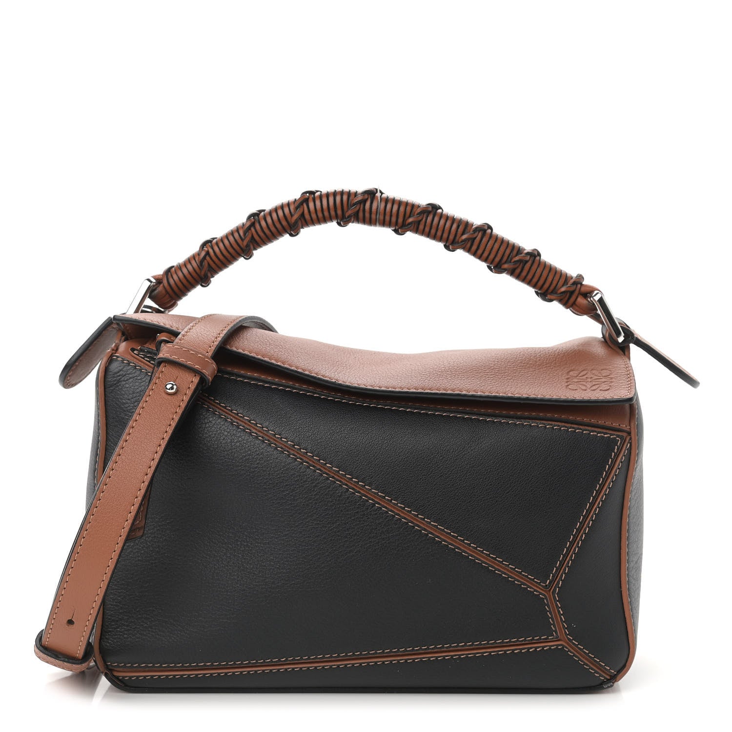 Loewe Calfskin Small Craft Puzzle Bag Tan Black 1015672 – FASHIONPHILE