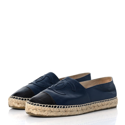 Chanel Lambskin CC Espadrilles 41 Navy Black 2 of 9