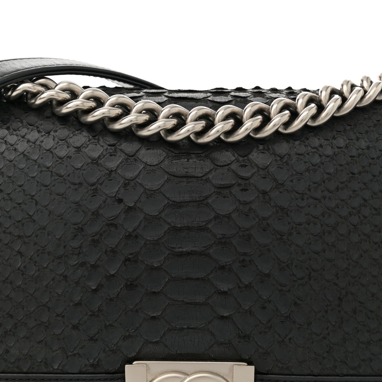 Snakeskin Medium Boy Flap Black