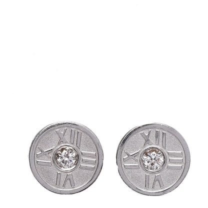 Tiffany 18K White Gold Diamond Atlas Stud Earrings 1 of 5