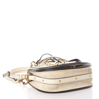 Chloe Calfskin Suede Small Nile Bracelet Bag Off White 4 of 9