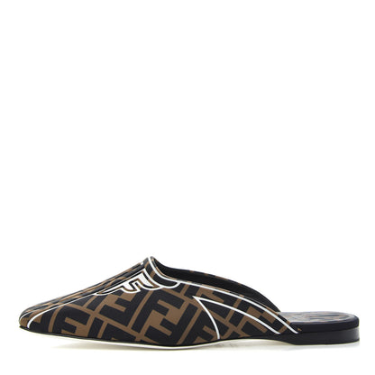 Fendi Lycra Film FF FFreedom Flat Mules 38 Tobacco Moro White 1 of 10