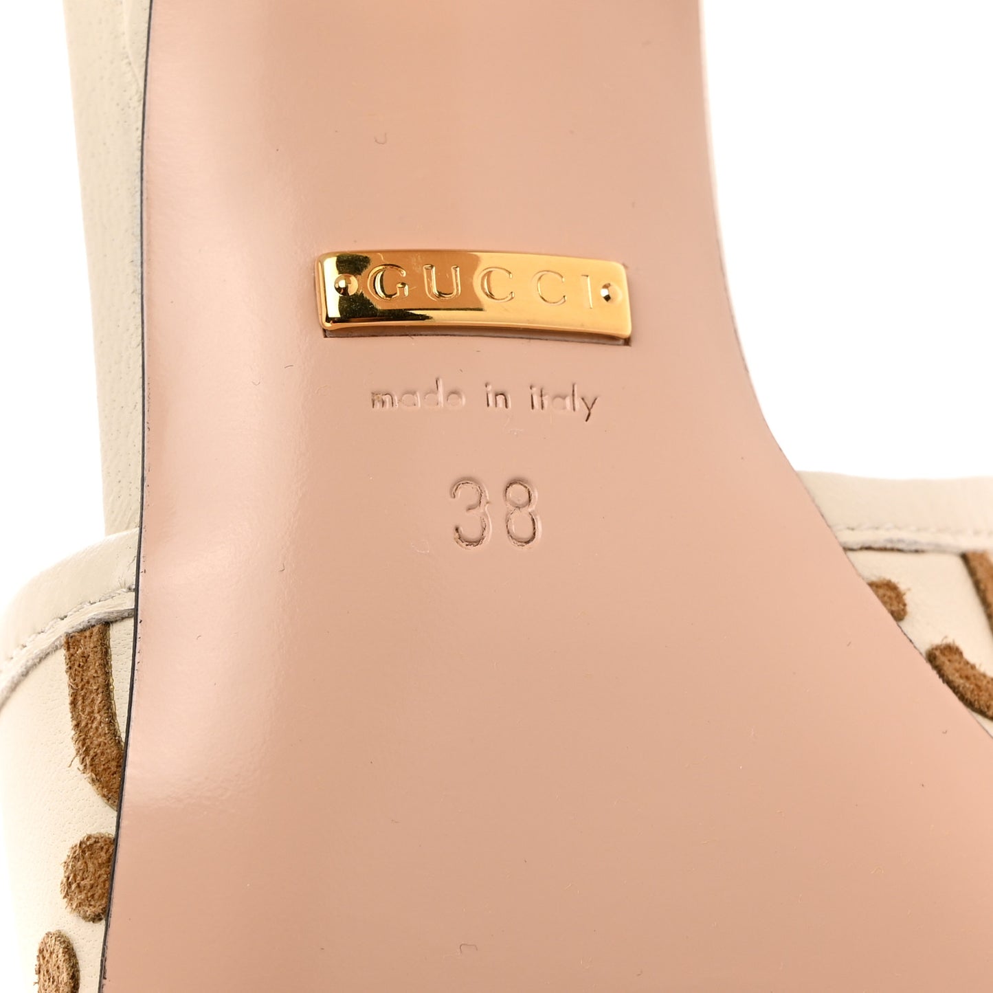 X ADIDAS Nappa Suede Monogram Jumbo GG Trefoil 75mm Slide Sandals 38 New Mystic White Sand