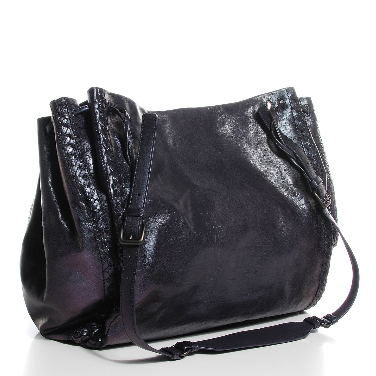 Iridescent Shiny Calf Scarabee Crossbody Bag Ink