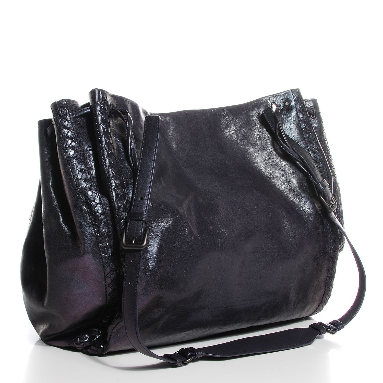 Bottega Veneta Iridescent Shiny Calf Scarabee Crossbody Bag Ink 3 of 8