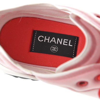 Chanel Lycra Fabric CC Sneakers 42 White Red 7 of 10