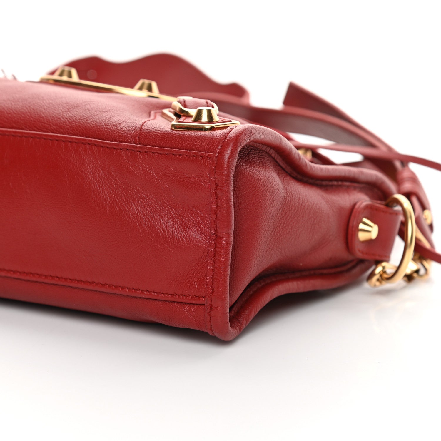 Balenciaga Chevre Gold Metallic Edge Hardware Mini City Rouge Brique Rouge Grenade 10 of 11