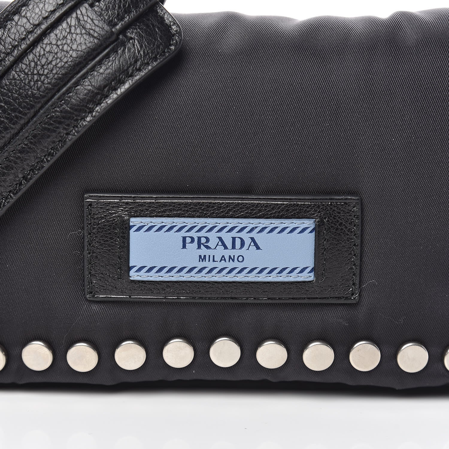 Prada Nylon Tessuto Studded Mini Etiquette Bag Black Astrale 9 of 10