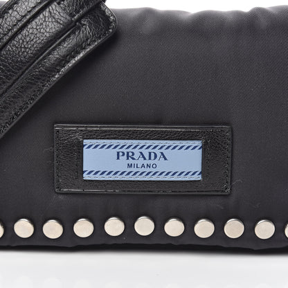 Prada Nylon Tessuto Studded Mini Etiquette Bag Black Astrale 9 of 10