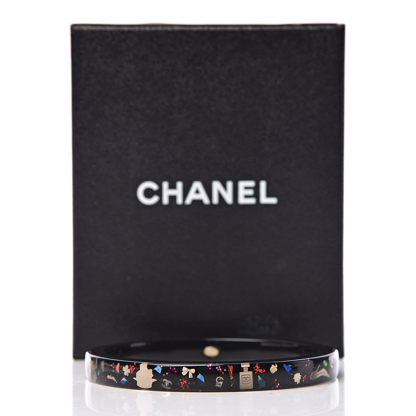 Lucite Glitter CC Bangle Black