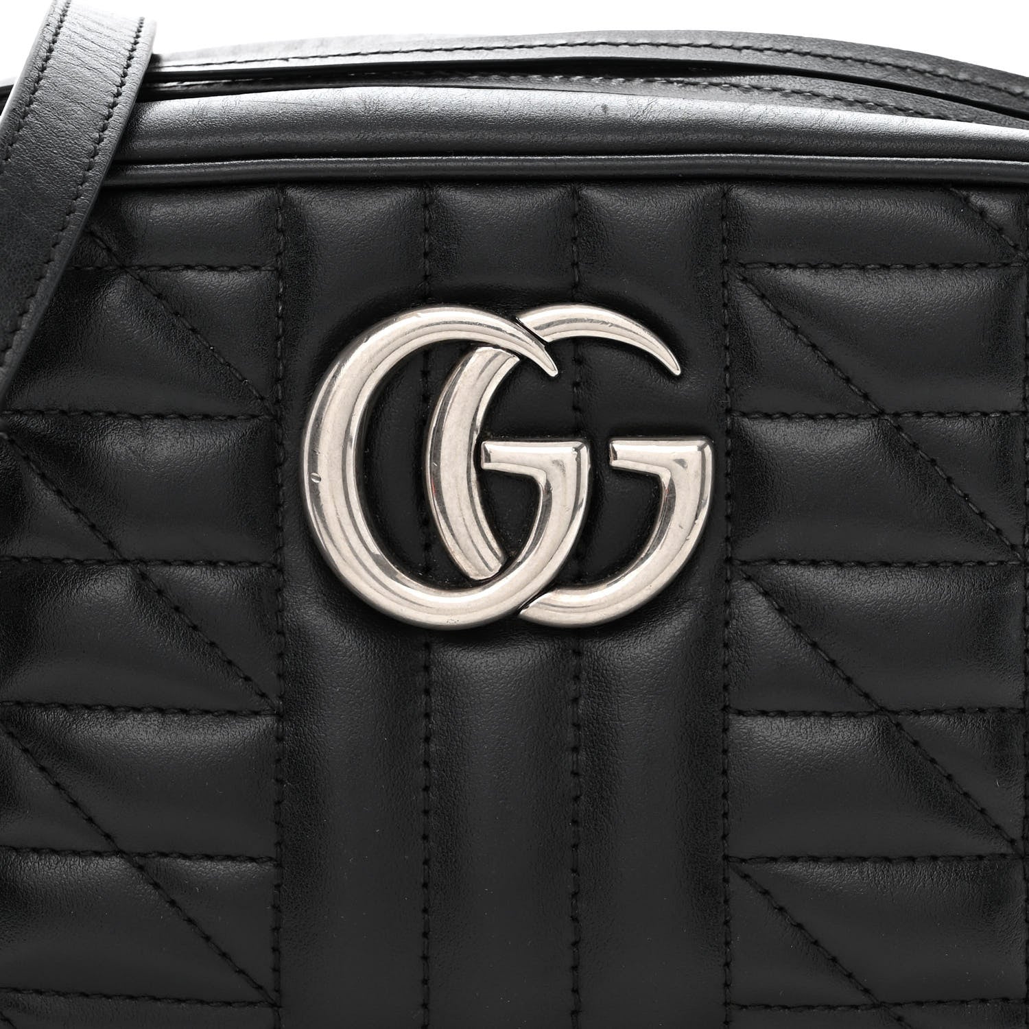 Gucci Calfskin Matelasse Aria Small GG Marmont Chain Shoulder Bag Black 9 of 13