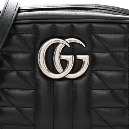 Gucci Calfskin Matelasse Aria Small GG Marmont Chain Shoulder Bag Black 9 of 13